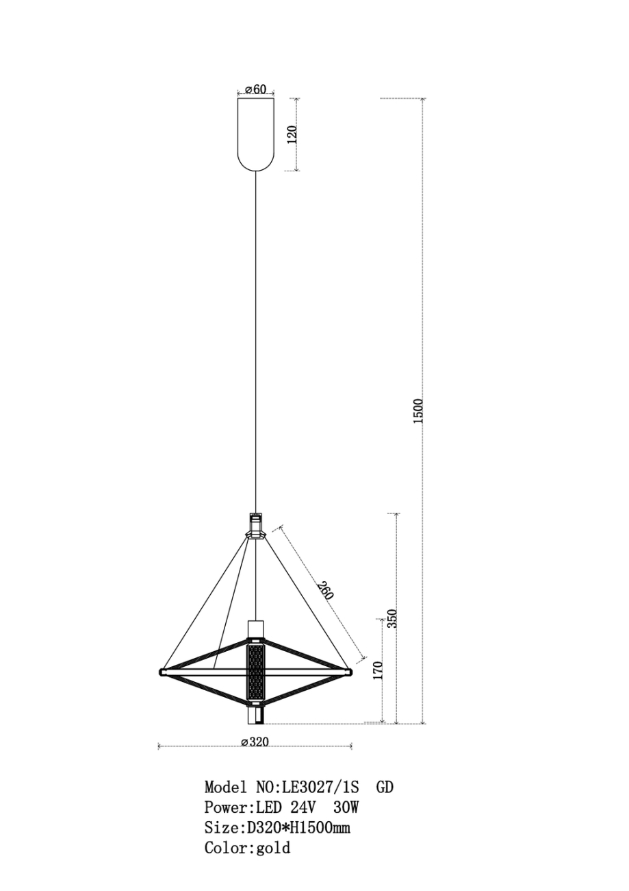 Подвесной светильник Chantale LE3027/1S GD/BL