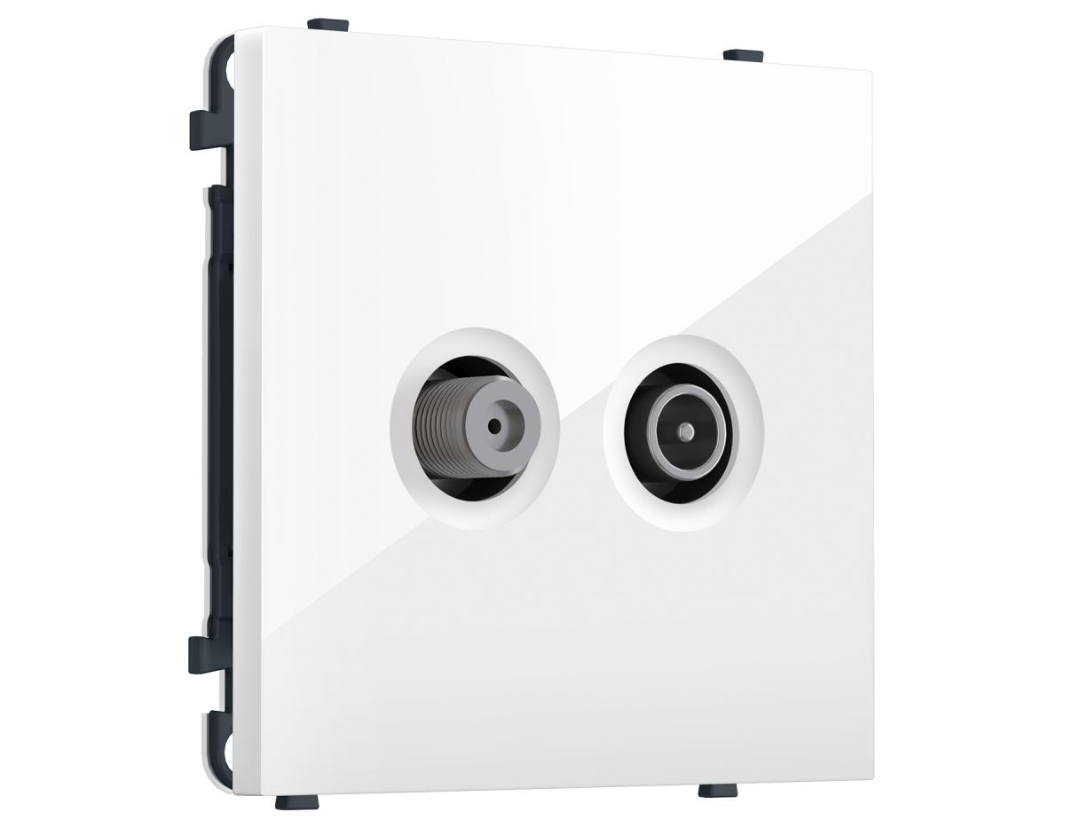 Комплект механизма розетки TV оконечной + SAT SIGMA Белый глянец 5-862MHz 3.5dB/950-2150MHz 3.8dB QUANT PRO Ambrella Volt MS113310 (SP1133, PR217)