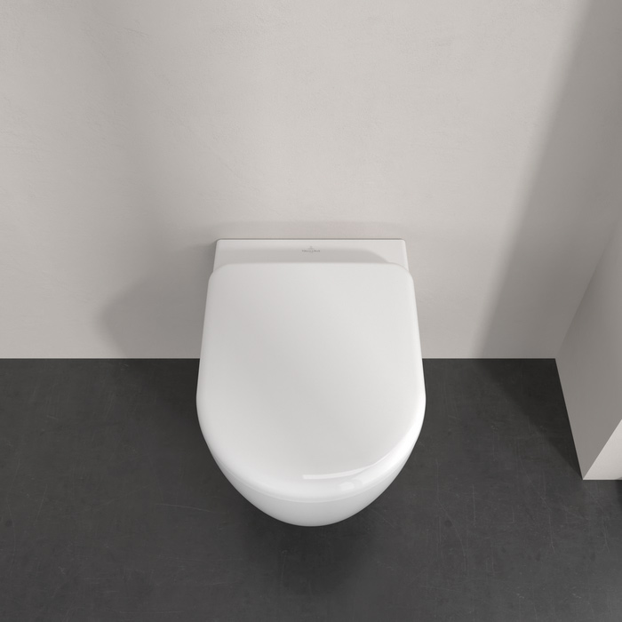 Villeroy&Boch Skyla Унитаз подвесной 37x53см, безободковый, смыв Tornado, сиденье SoftClosing, цвет: альпийский белый