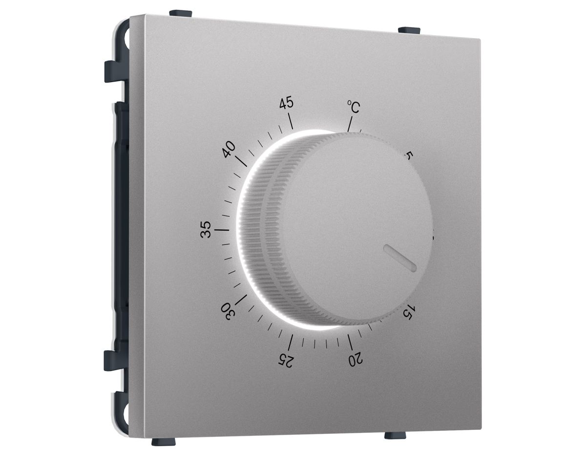 Комплект механизма терморегулятора с датчиком для теплого пола с подсветкой SIGMA Сталь матовый 16A-250V QUANT PRO Ambrella Volt MS505710 (SP5057, PR1381)