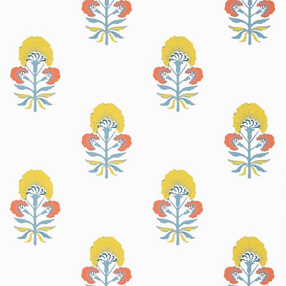 Обои Thibaut T16212 Tybee Bud Coral and Yellow