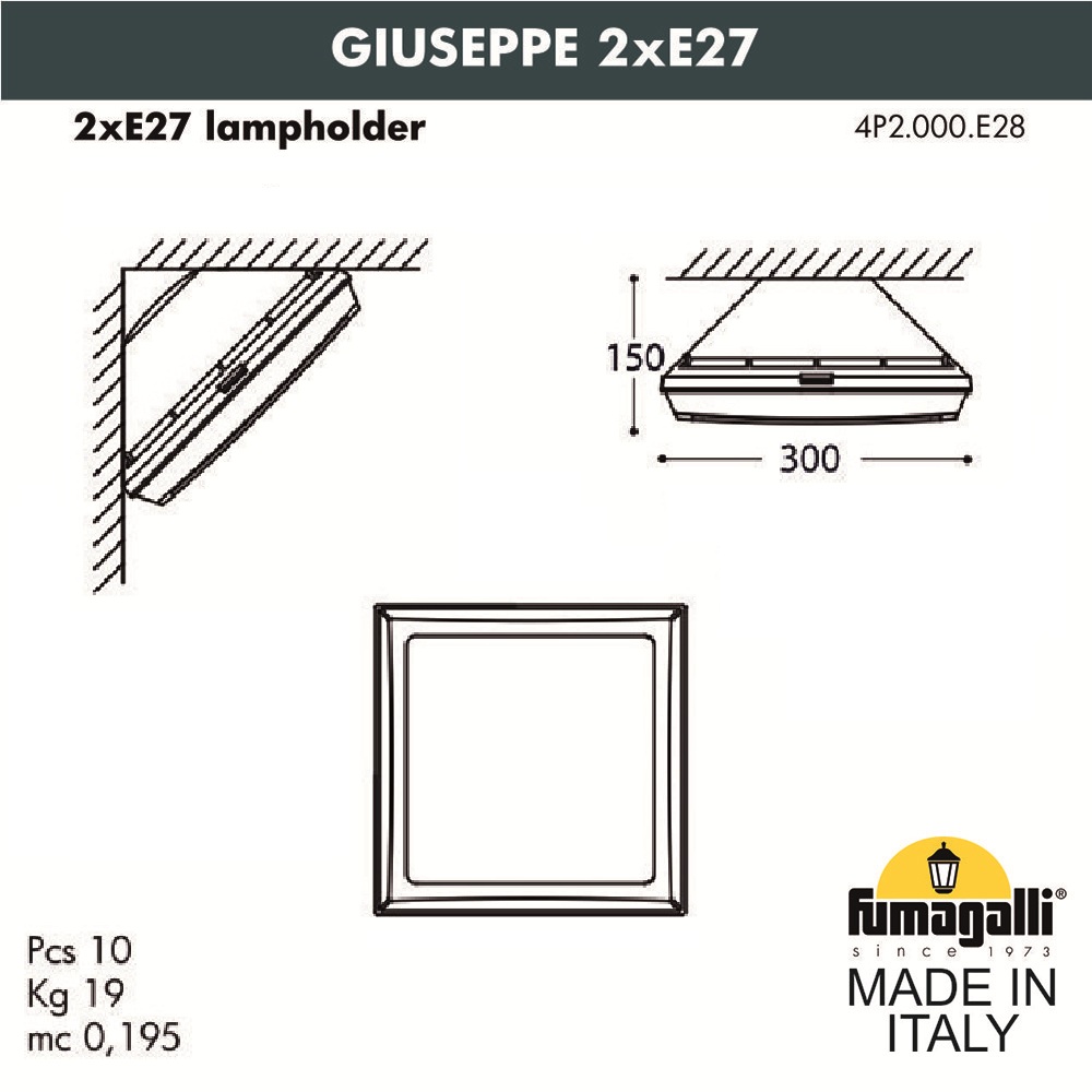 Уличный потолочный светильник Fumagalli Guizeppe 4P2.000.000.BYF1R