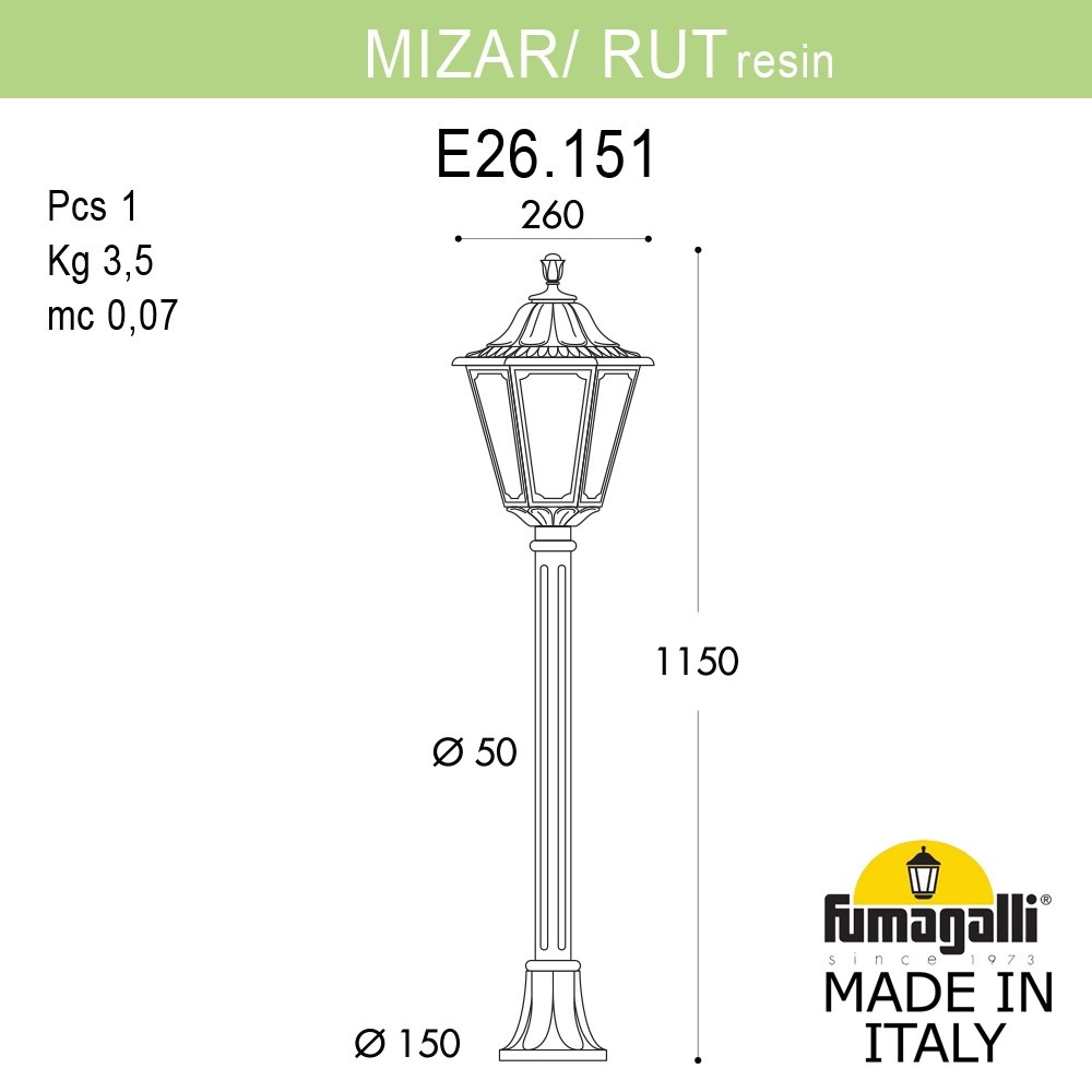 Ландшафтный светильник Fumagalli MIZAR.R/RUT E26.151.000.BYE27
