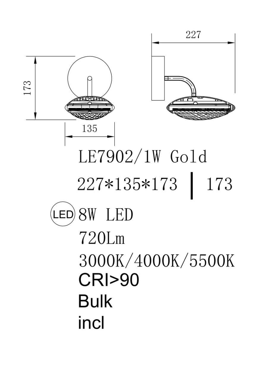 Бра Stacy LE7902/1W Gold