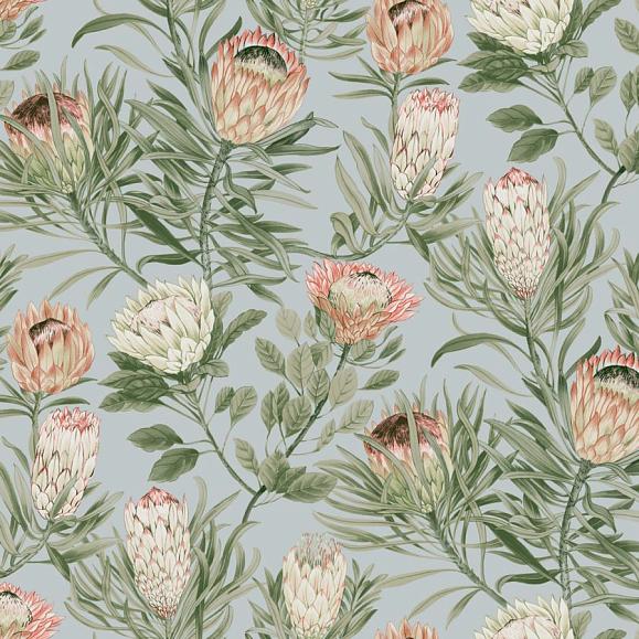 Обои York BL1755 Protea Dusty Blue/Coral