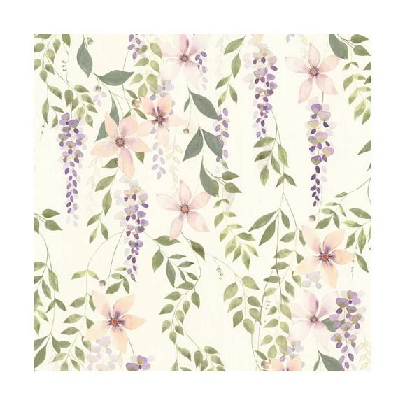 Обои Casadeco 200305665 Wisteria Violet / vert gazon
