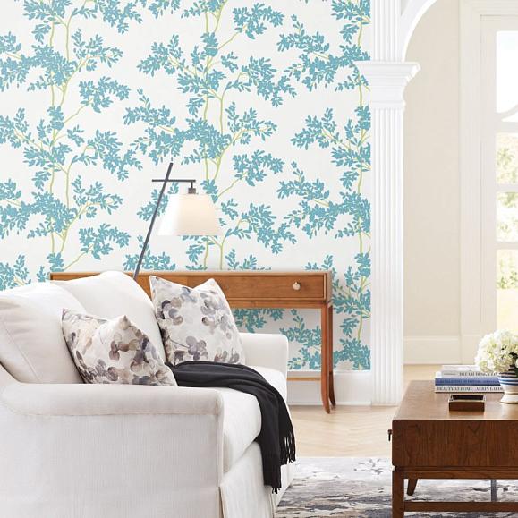 Обои York BL1803 Lunaria Silhouette White/Aqua