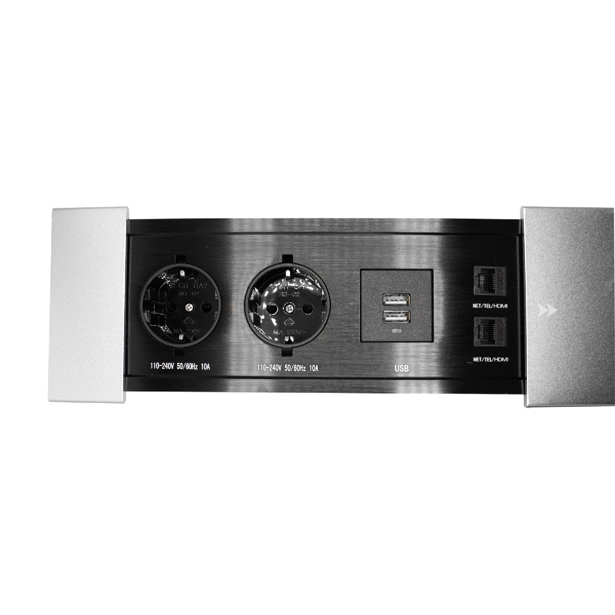 Блок розеток JX (Slide Top) (2 секции RJ-45 + 2 USB с кабелем питания) Mebax 00-00002890