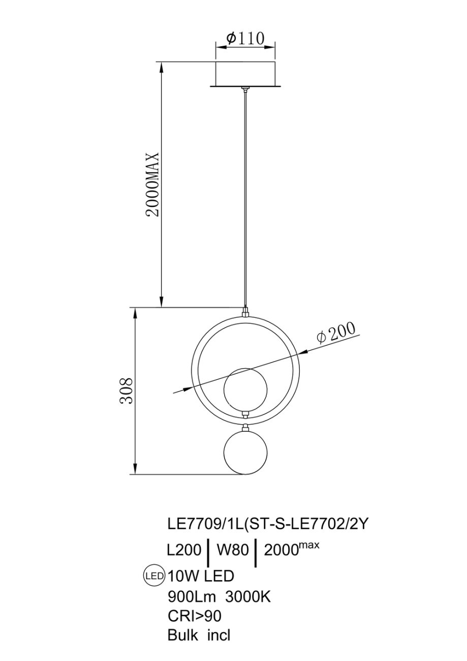 Подвесной светильник Lilith LE7709/1L Black Chrome/Gold