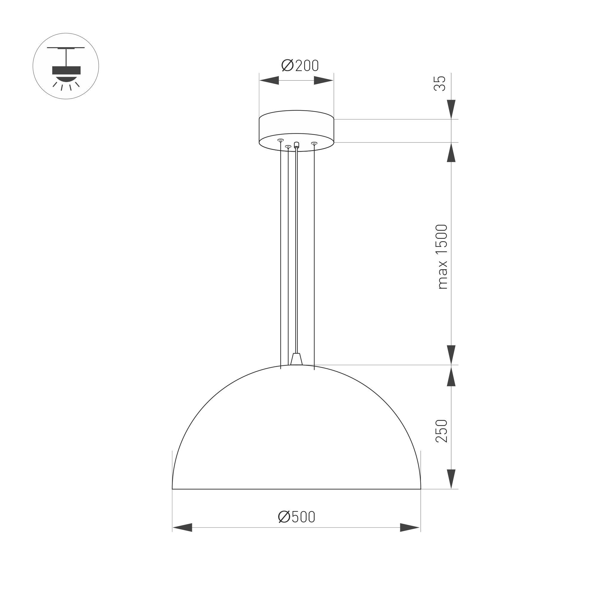 Подвесной светильник Arlight SP-RESTO-HANG-R500-30W Day4000 (BK, 100 deg, 230V) 039698