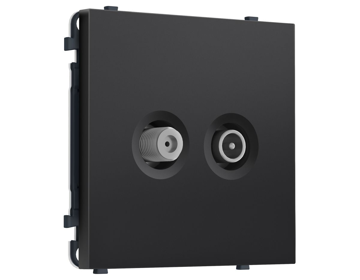 Комплект механизма розетки TV оконечной + SAT SIGMA Черный матовый 5-862MHz 3.5dB/950-2150MHz 3.8dB QUANT PRO Ambrella Volt MS813310 (SP8133, PR217)