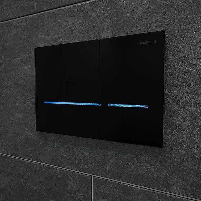 Geberit Sigma 80 Бесконтактная смывная клавиша, электронная, черное стекло