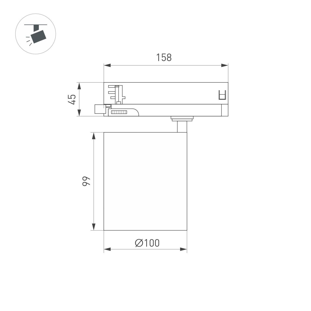 Трековый трехфазный светильник Arlight LGD-DYKE-4TR-R100-36W Day4000 (WH, 20 deg, 230V) 052148