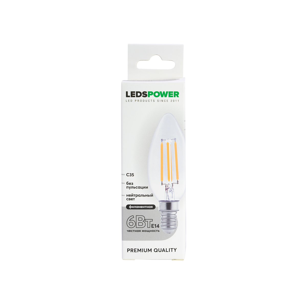 Светодиодная лампа LEDS POWER Filament C35 E14 6Вт 4000К 007083