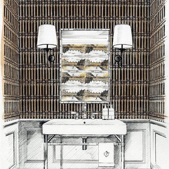 Обои Zoffany 312969 Column Vine Black/Antique Gold