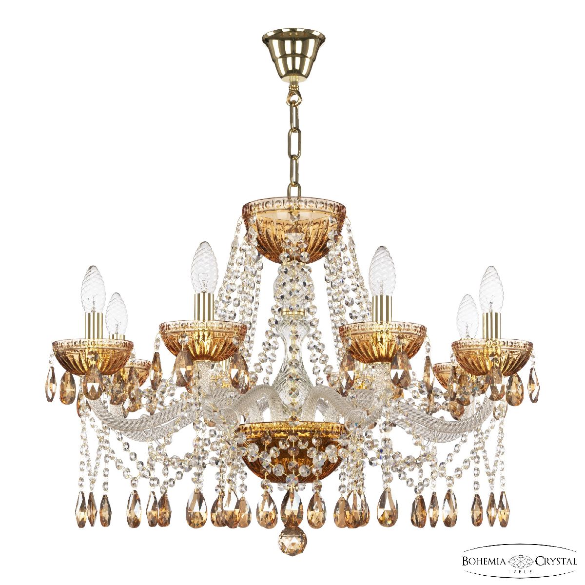 Подвесная люстра Bohemia Ivele Crystal 5413/8/240 G Amber/M-1G K721
