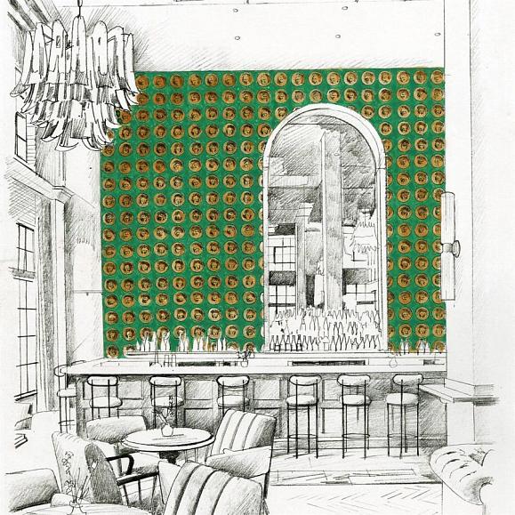 Обои Zoffany 312974 Medallion Malachite/Gold