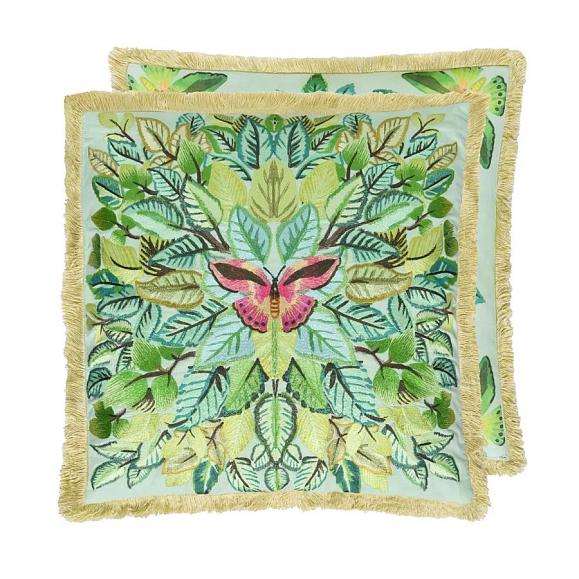Подушка CCDG1503, Celastrina Embroidered, Turquoise, Designers Guild 55 x 55см