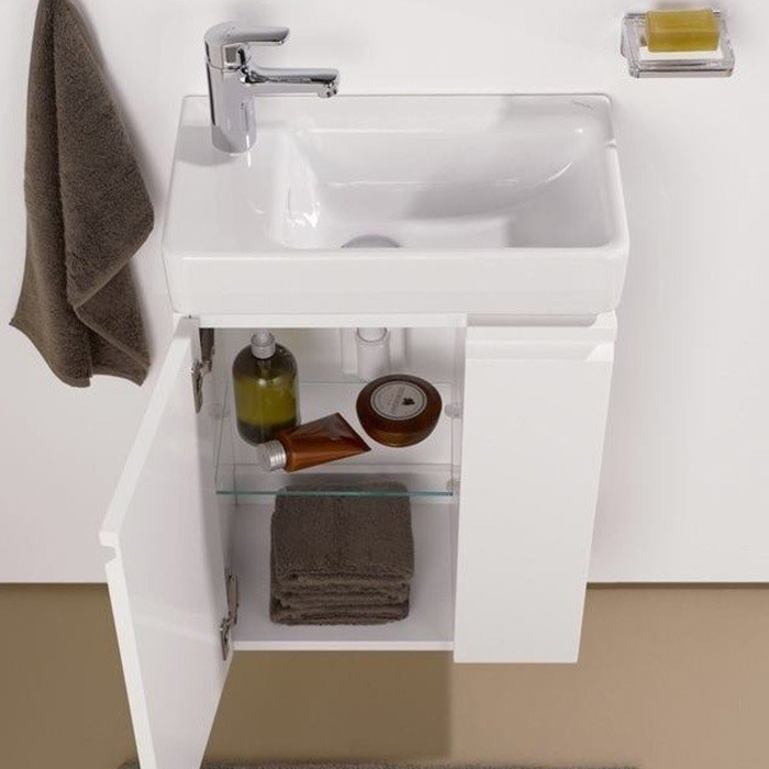 Laufen Pro База с раковиной, 47х27,5х60,5 см., подвесная sx, полки справа, 1 дверка, цвет: белый глянцевый