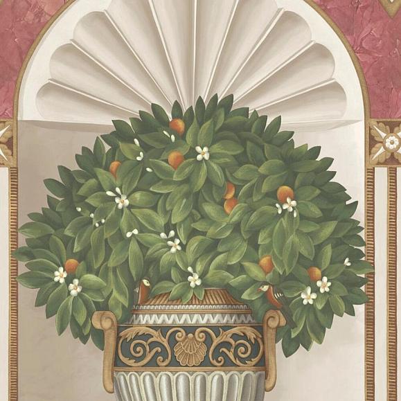 Обои Cole & Son 118/11026 Royal Jardiniere Spring Green & Rose on Stone