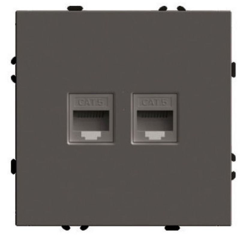 Розетка компьютерная 2-местная RJ-45 (механизм) Stekker Эмили RST00-5111-09 антрацит soft touch 49926