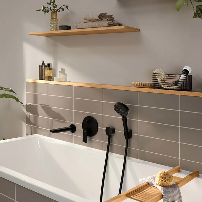 Hansgrohe Rebris E Смеситель для ванны, встраиваемый, цвет: черный матовый