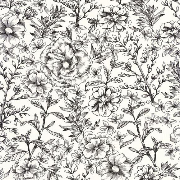 Обои Caselio NGR103060913 Jardin de Beauregard Blanc noir