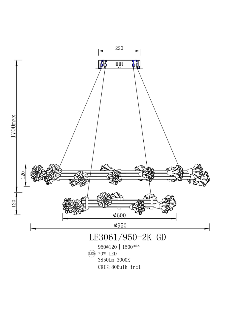Подвесная люстра Octavia LE3061/950-2K GD