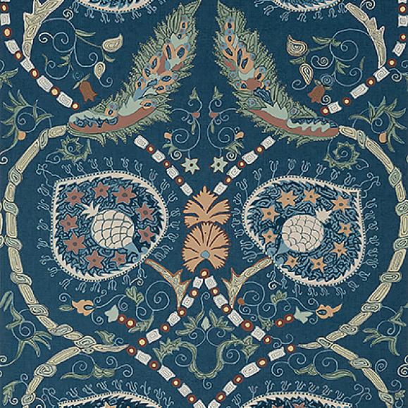 Обои Thibaut T13217 Lewis Navy and Teal