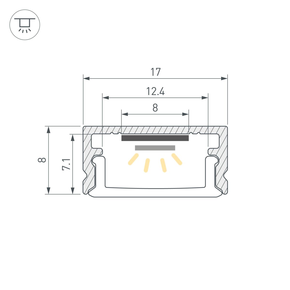 Набор для светодиодной подсветки Arlight ARL-KIT-SLIM-FC 24V Warm3000 (14 W/m, IP20, 2m) (Алюминий+пластик) 053439