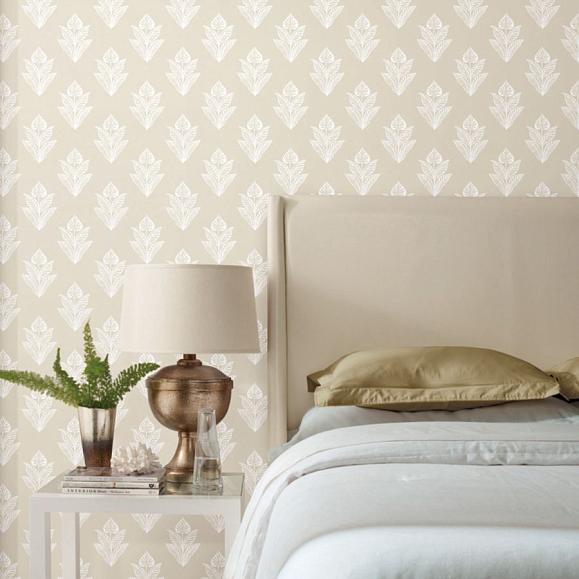 Обои York BW3978 Lotus Motif Linen/White