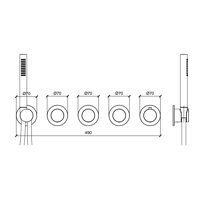 Almar Modular Смеситель для душа, настенный, термостатический, цвет: High Brass Brushed PVD