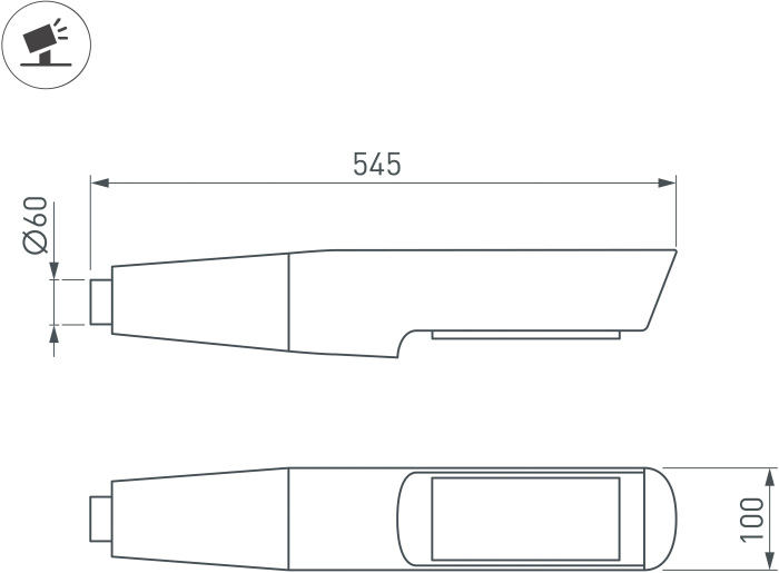Уличный светильник Arlight OXOR-NOXT(with bracket)-545x100-25W Day4000 (BK, 120 deg, 230V) IP65 052476