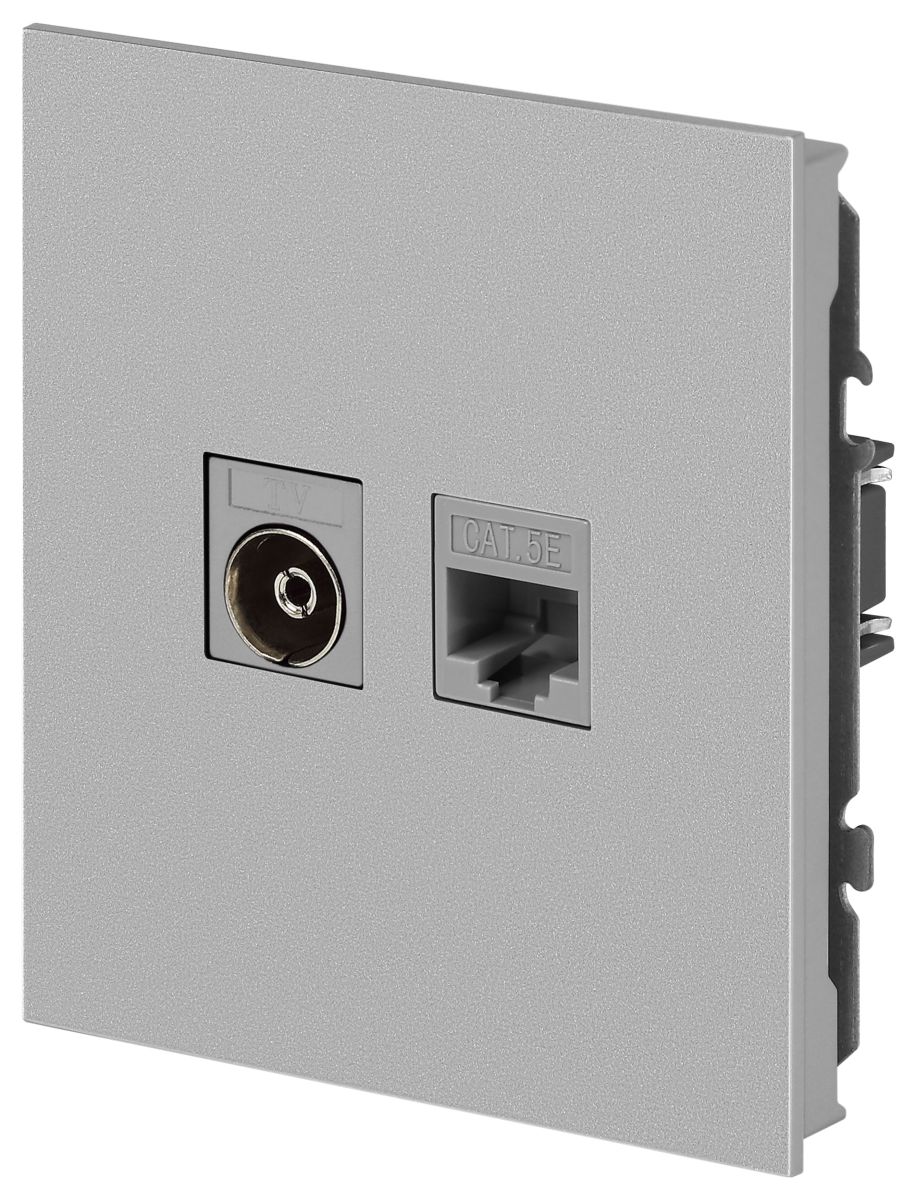 Розетка Эра Arktik 16-3110-03 комбинированная RJ45+TV алюминий Б0070496