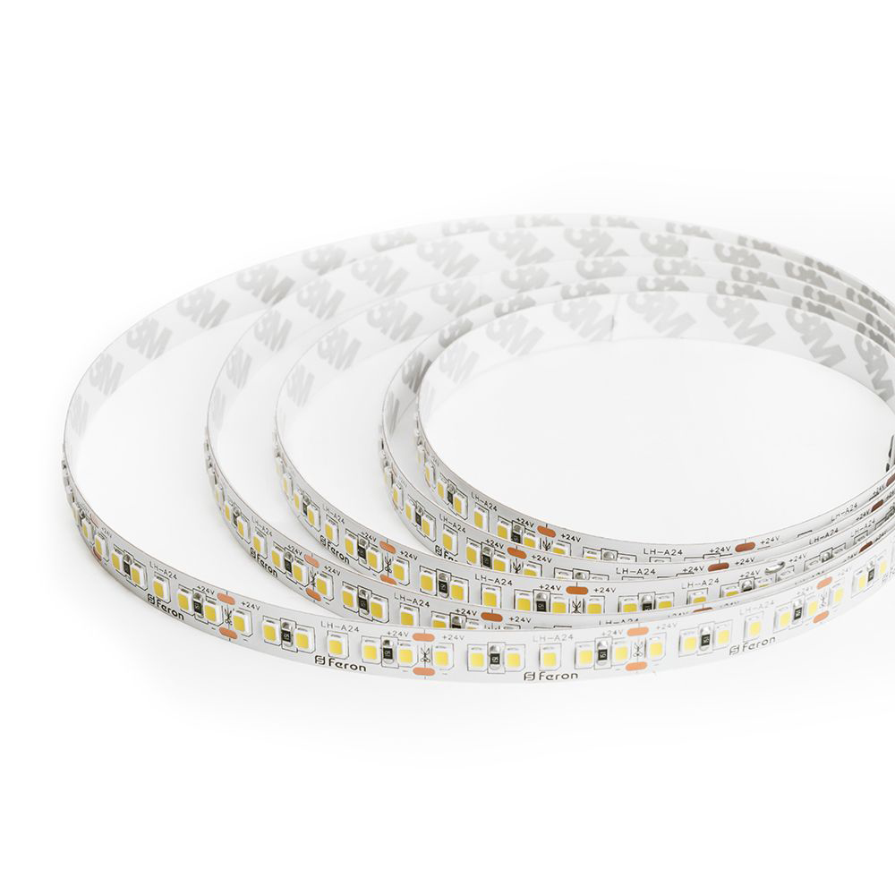 Светодиодная лента 24V Feron LS502, 180*SMD2835, 16W/m, IP20, 3000К (теплый белый) 53089