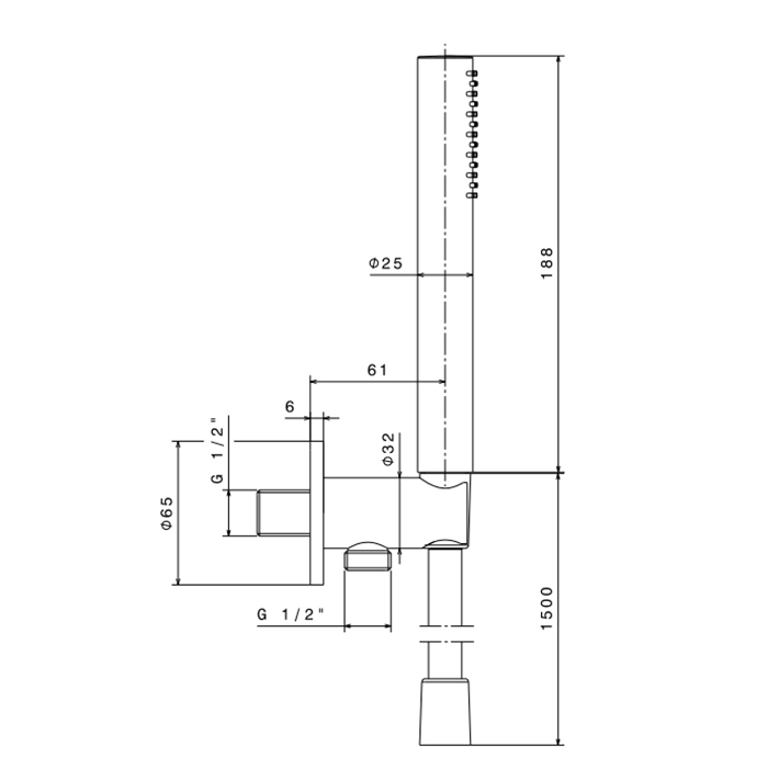 Newform X-Steel 316 Ручной душ, кронштейн-уголок 1/2", шланг: 150 см, цвет: нержавеющая сталь