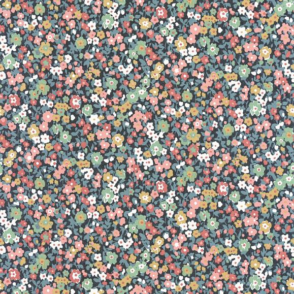 Обои Casadeco 89216424 Pansy Bleu nuit / rose