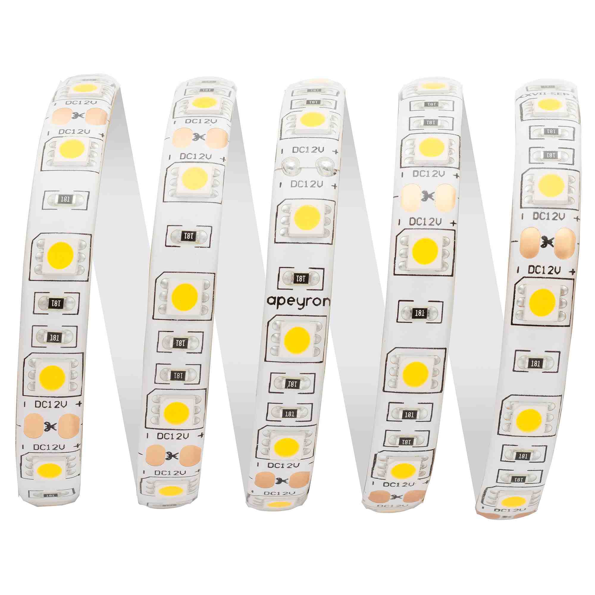 Светодиодная лента Apeyron 12В СТ 14,4Вт/м smd5050 60д/м IP65 700Лм/м 5м 3000К 11BL