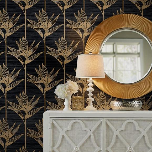 Обои York TC2674 Bird Of Paradise Black/Gold