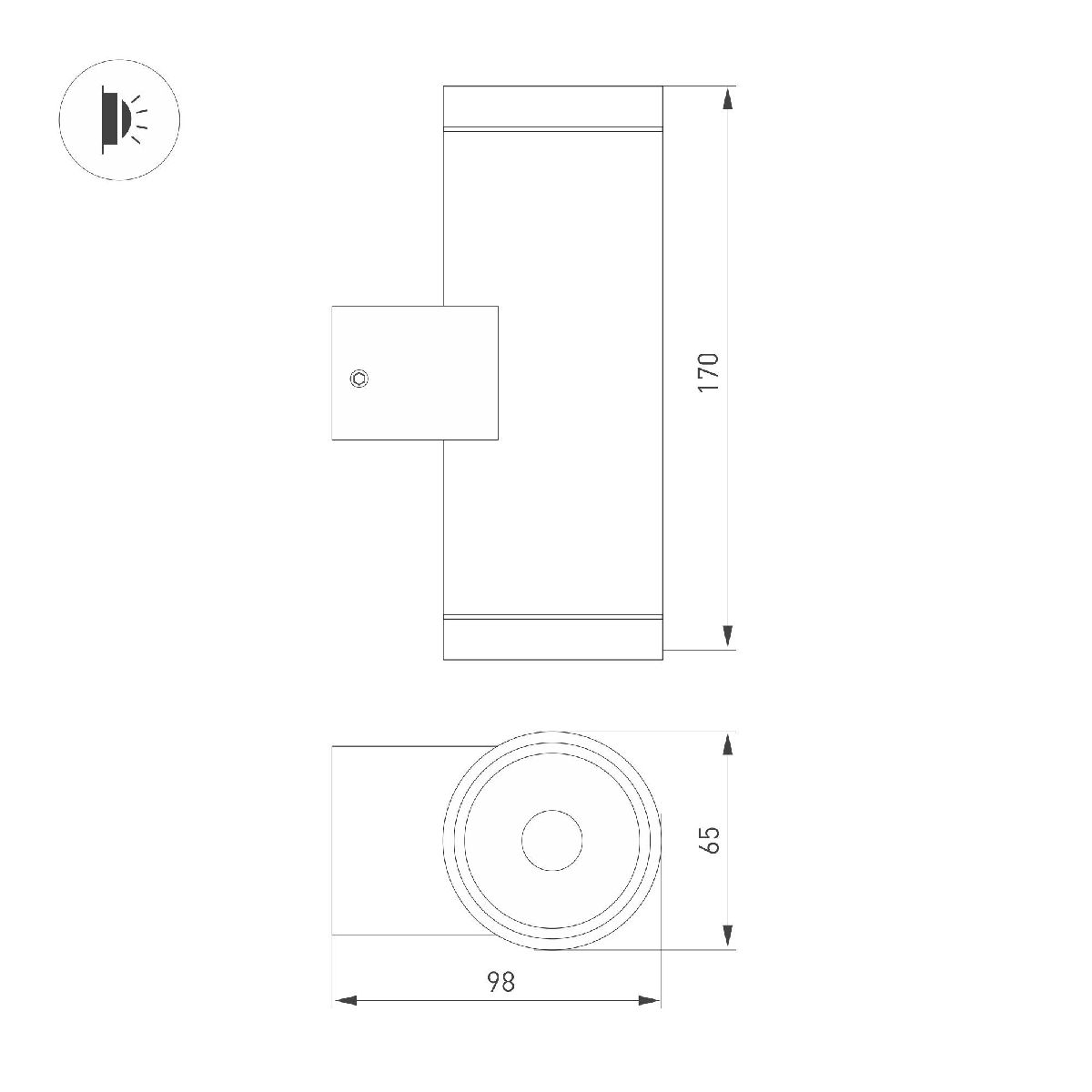 Уличный настенный светильник Arlight LGD-RAY-WALL-TWIN-R65-2x9W Day4000 (GR, 23 deg, 230V) 044850