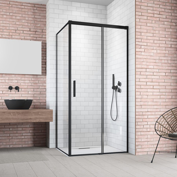 Radaway Idea Боковая стенка 90см, левая, стекло прозрачное, покрытие Easy Clean, профиль: черный