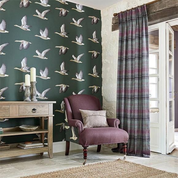 Обои Sanderson 216608 Elysian Geese Amsterdam Green