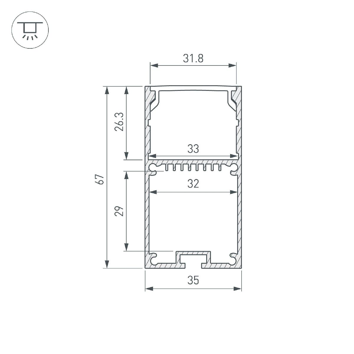 Профиль Arlight LINE-S-3667-3000 BLACK  042903