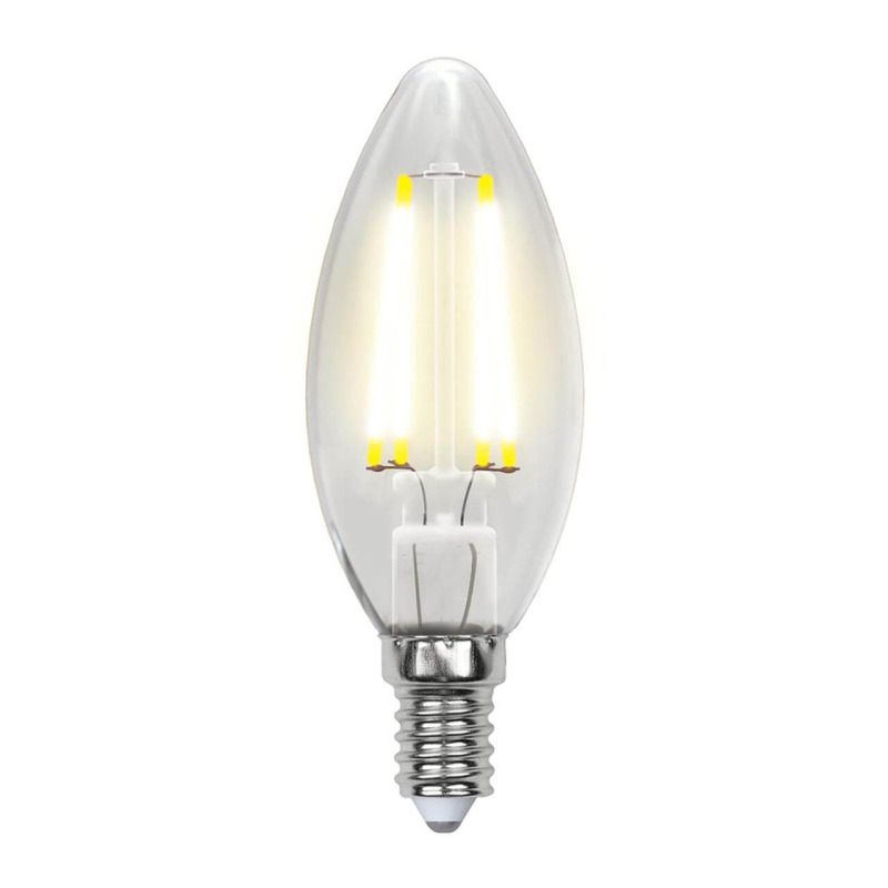Лампа светодиодная филаментная (UL-00003296) Uniel E14 7,5W 4000K прозрачная LED-CW35-7,5W/NW/E14/CL GLA01TR