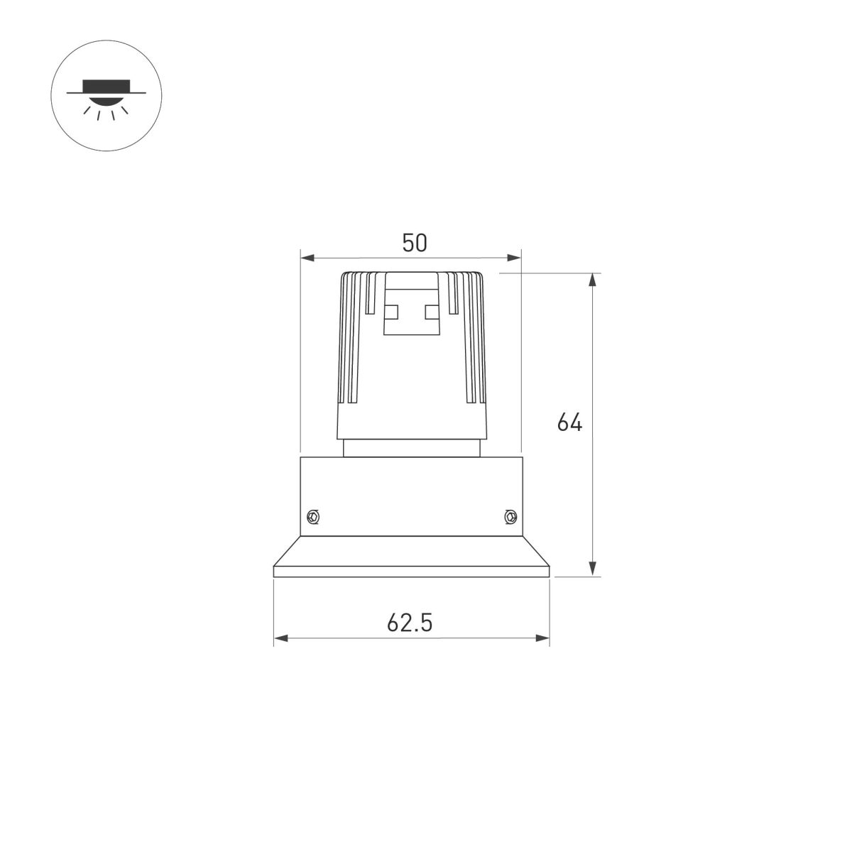 Светильник безрамочный Arlight DL-ROTARA-R63-6W Day4000 (Белый RAL9003, 36 deg, 230V) (IP20 Металл) 064948
