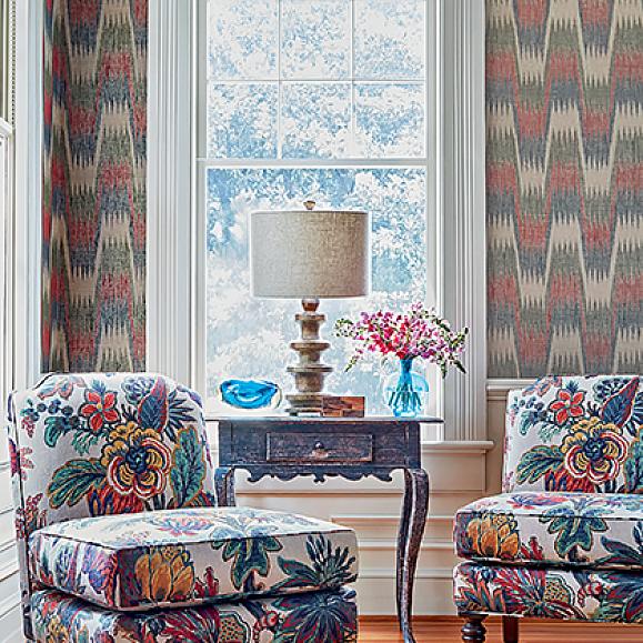 Обои Thibaut T10242 Stockholm Chevron Navy and Red