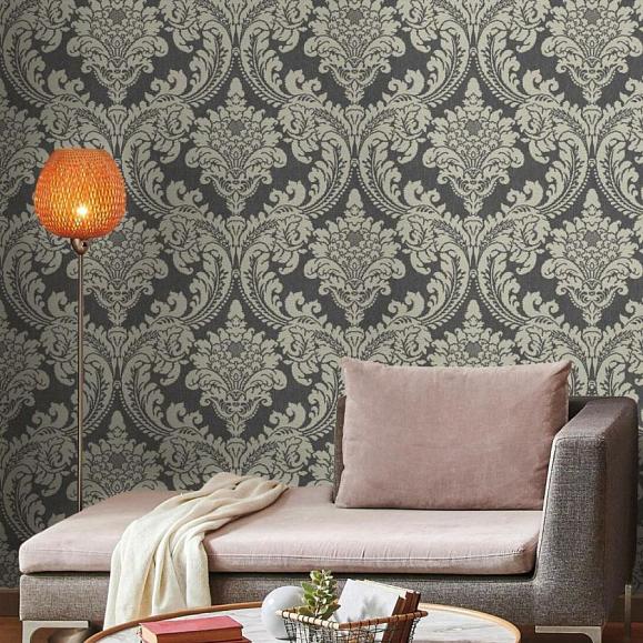 Обои York GR6022 Tapestry Damask Charcoal
