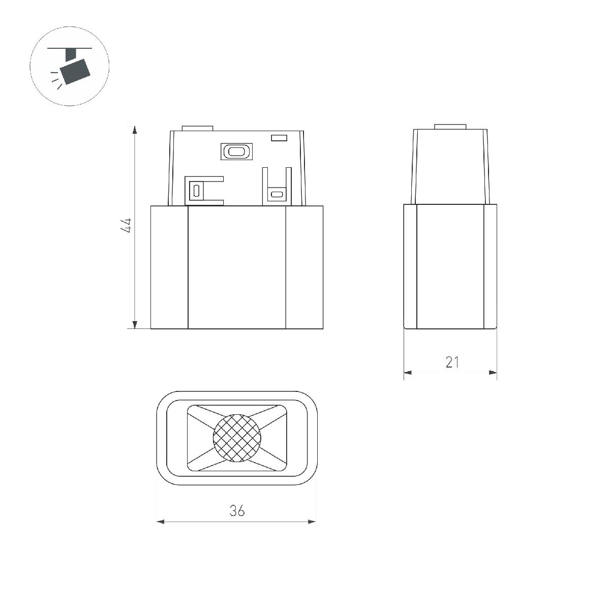 Трековый магнитный светильник Arlight MAG-ORIENT-BABY-S36x21-2W Day4000 (BK, 24 deg, 48V) 046622