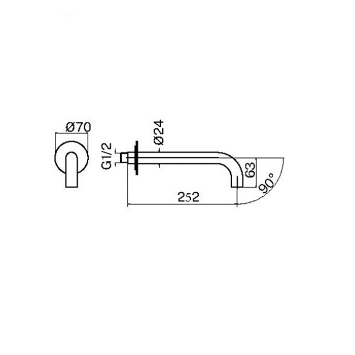 Plumberia Selection IXO Излив для раковины, длина 25см., цвет: хром
