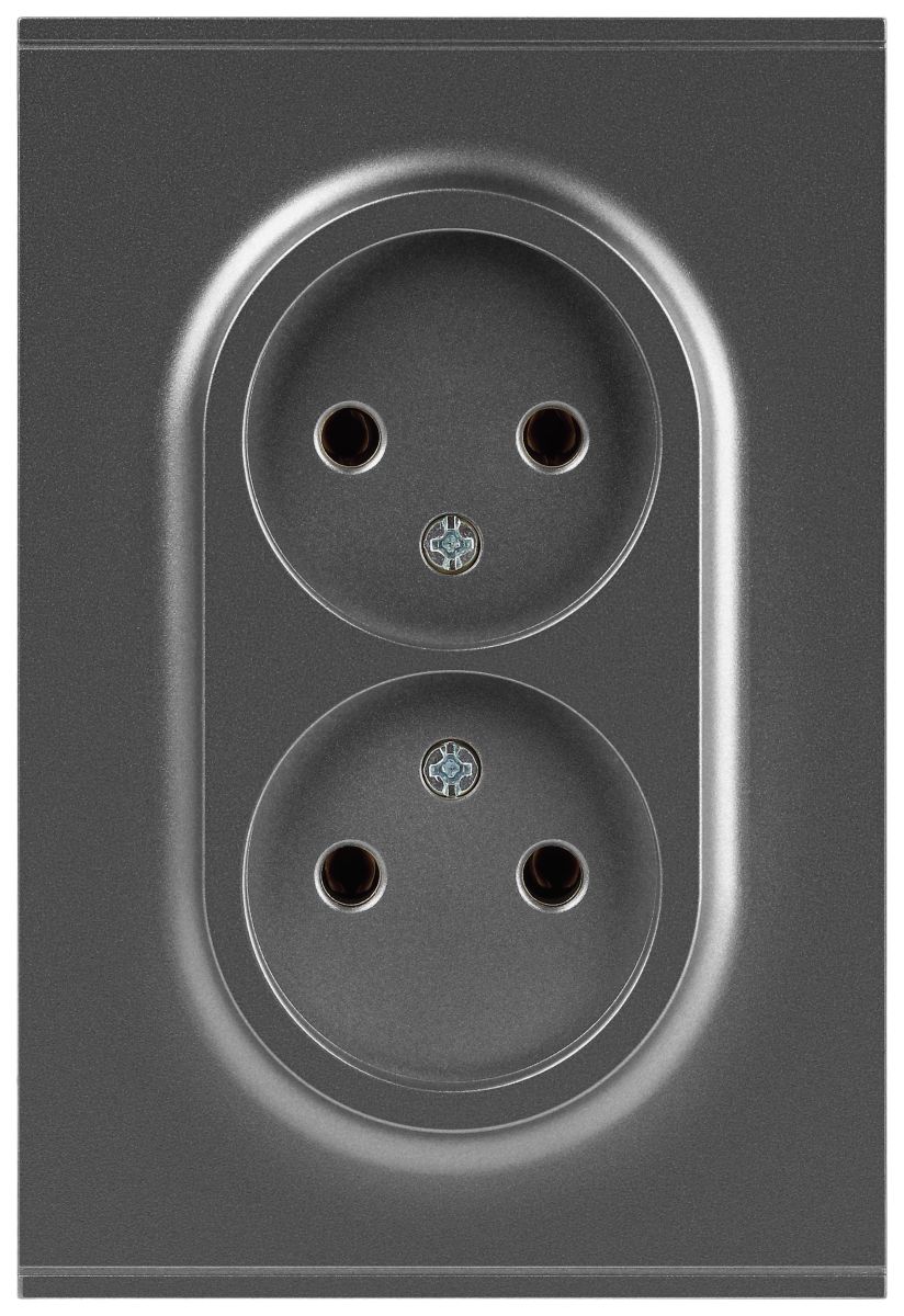 Розетка Эра Arktik 16-2107-06 без заземления двойная 2X2P 16А-250В графит Б0071686